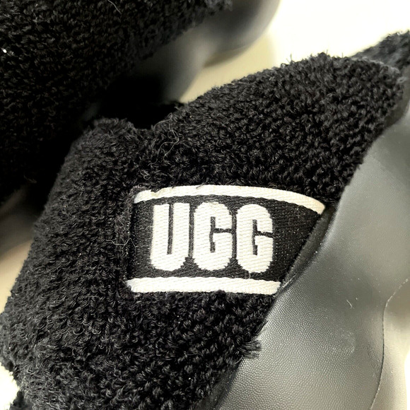 UGG Sugarcloud Black Platform Slide Sandals Size 9 NWOB Terry Logo Style 1138178 - Picture 5 of 10